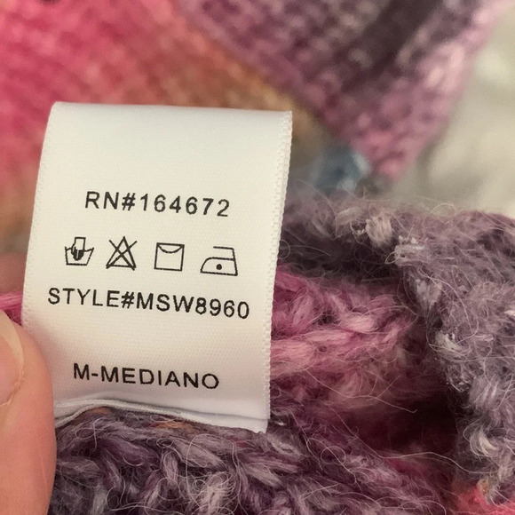 Talulah size medium rainbow ombré oversized loose knit 4% wool sweater crew neck - Picture 12 of 12